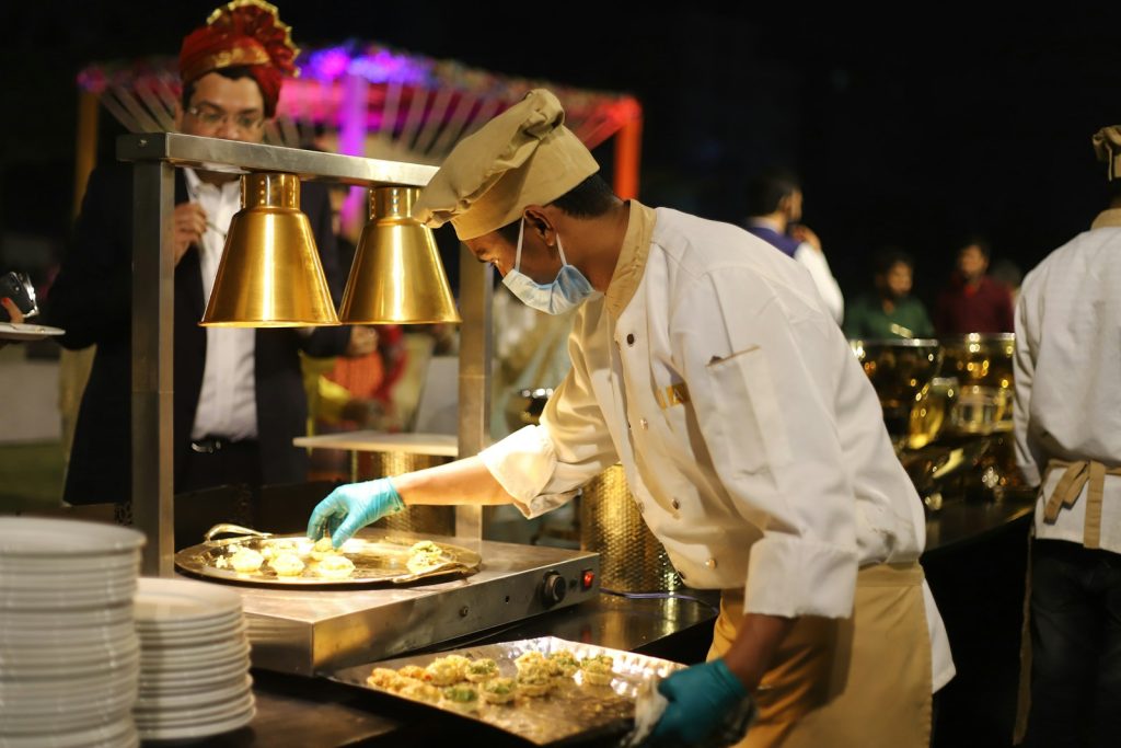 wedding catering buffet station